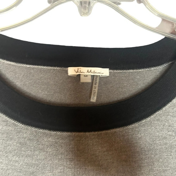 Vila Milano sweater gray black front pockets cotton stretch women’s size medium - Picture 3 of 7